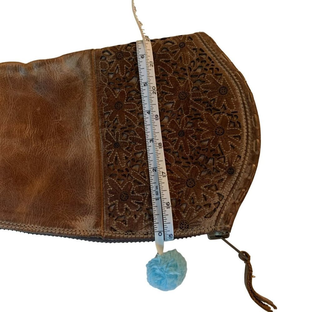 Corral Charlotte Brown Distressed Leather Daisy Laser Cut Tall Equestrian Boots - Picture 10 of 11